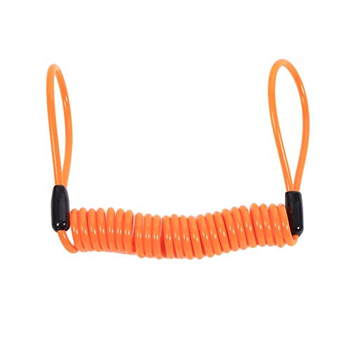 Fydun Recordatorio de Bloqueo, 1,2 Metros Nueva Motocicleta ATV Scooter Alarma Recordatorio de Seguridad Disco Lock Coil Cable Ap(Naranja)