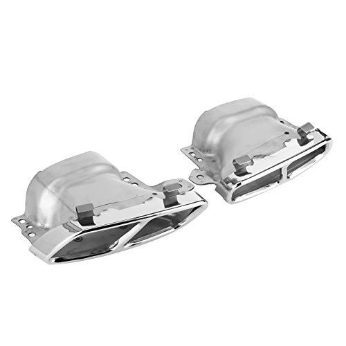 GAESHOW Punta de escape Tail Throat Quad 2pcs Quad Puntas de escape de acero inoxidable Ajuste del extremo del tubo de escape para Mercedes-AMG A45 W176 CLA45 C117 2013-2018(plata)