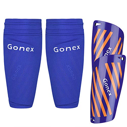 Gonex Espinilleras de fútbol niños Adultos Juventud Mangas Protectoras de fútbol espinilleras Hombre de fútbol Juveniles con Calcetines cojín de EVA