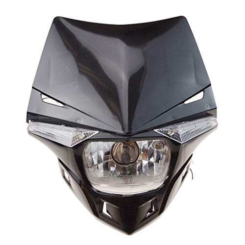 GOOFIT Faro Delantero Moto, H4 LED Universal 12V 35W Homologado Supermoto Motocross para Bicicleta Cafe Racer ATV Negro