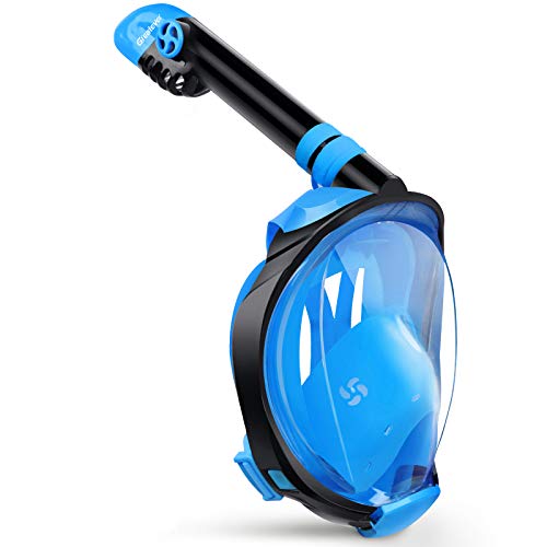 Greatever Máscara de Buceo Snorkel Esnórquel Integral Plegable Anti-Vaho Anti-Fuga Gafas Cara Completa 180 ° Vista panorámica Apoyo Camara Deportiva para Unisex-Adultos