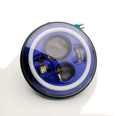 HAIHAOYF Motocicleta de Anillo de halo Azul de 7 Pulgadas Moto LED Faro con LED Azul Lámparas Pases Luces de Niebla (Color : 1pc 7inch)