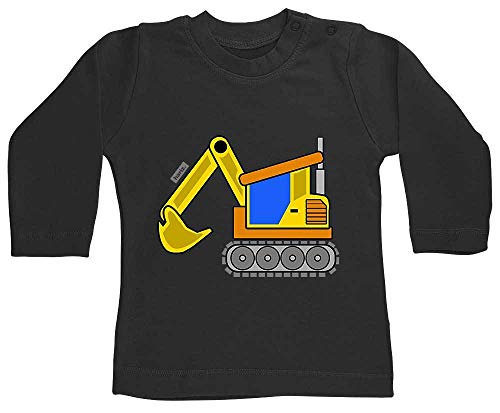 Hariz - Camiseta de manga larga para bebé, diseño de excavadora, excavadora, tren y tarjeta de regalo negro negro pingüino Talla:12-18 meses