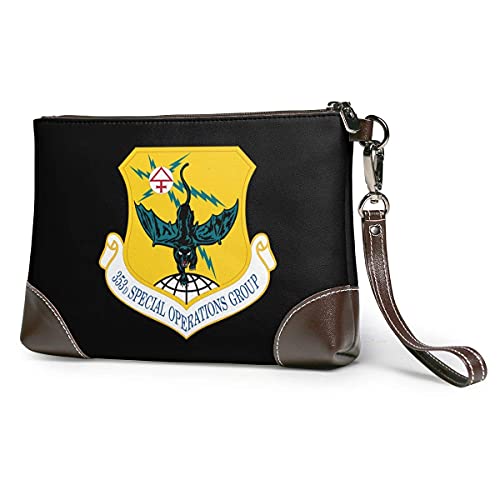 Hdadwy 353d Grupo de Operaciones Especiales Mujeres Portátil Suave Cuero Genuino Embrague Muñequera Pequeño Bolso Clásico Cartera Grande