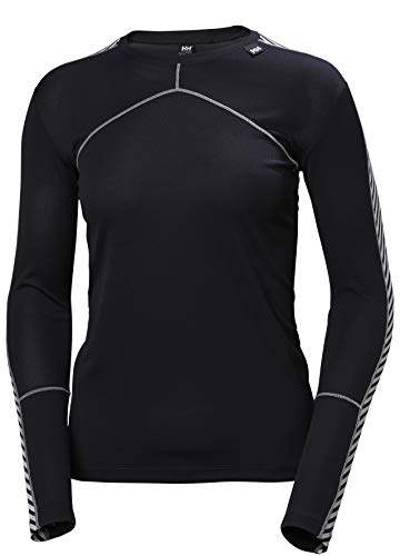 Helly Hansen W Lifa Crew, camiseta de deporte interior para dama, con mangas largas a rayas, tejido ultraligero de Lifa 100%