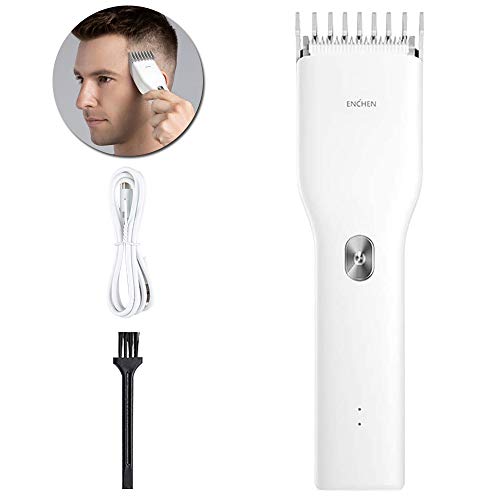 Hongtianyuan para Enchen Cortapelos Hombres,Carga USB,Portátil Máquina de Cortar Pelo,Carga Rápida. (White)