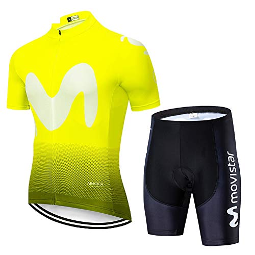 Hplights Ciclismo Conjunto Ropa Equipacion Traje Ciclismo Hombre para Verano, Maillot Ciclismo Hombre+Culotte Ciclismo Culote Bicicleta,A,S