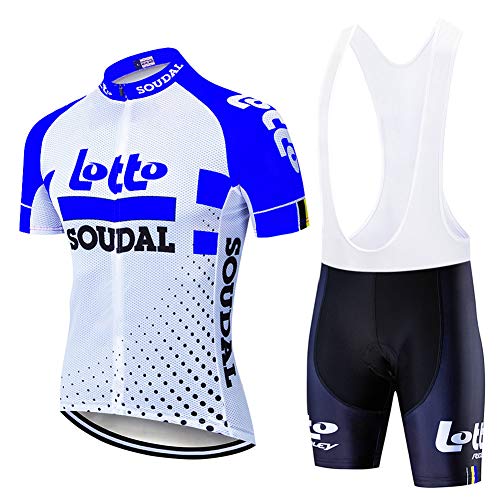 Hplights Ropa Conjunto Traje Equipacion Ciclismo Hombre Verano con 9D Acolchado De Gel, Maillot Ciclismo + Pantalon/Culote Bicicleta para MTB Ciclista Bici,A,L