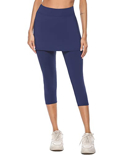 iClosam Pantalones de Falda de Tenis y Golf para Mujer Falda Deportivo con Bolsillos Tela Elástica（M,Azul）