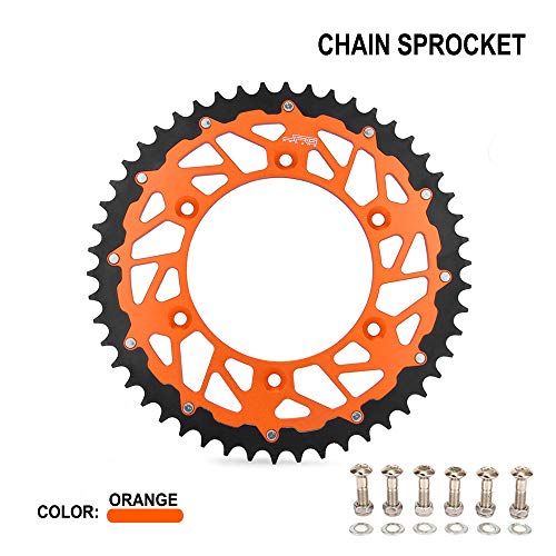 JFG RACING 52-Tooth CNC - Cadena de Motocicleta para K.T.M 125-690 SX SXF SXS XC XCW XCF XCF-W EXC EXCF EXCF EXE MX MXC LC4 Enduro SMR LSE EGS SMC Seis Días Motocross Super Moto 690 Duke, Naranja