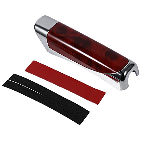 Juegos de freno de mano, protector de freno de mano para automóvil, cubierta decorativa, estilo de madera y fibra de carbono(Madera roja)