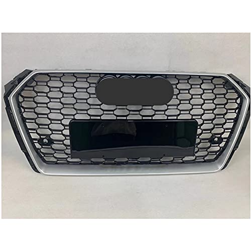 JZLMF Rejillas Frontales para RS4 Estilo Delantero Sport Hex Mesh Honeycomb Hood Grill Marco Plateado Parrilla Negra para Au-di A4 / S4 B9 2017-2019 (Color : Chrome Emblem)