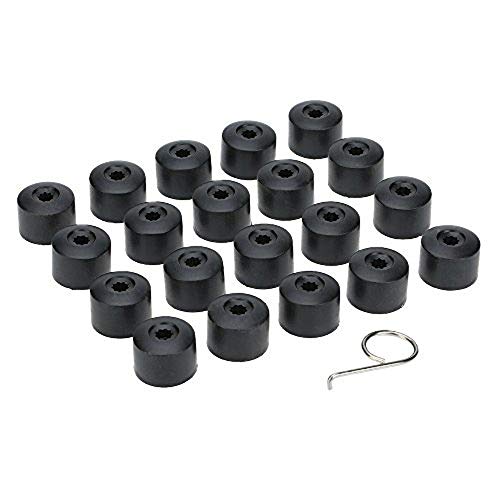 KKmoon 20Pcs 17mm Tapa de Tuerca de Rueda, Tapas para Tornillos de Rueda, Cubierta de Tuerca de Neumático, con Extractor (Negro)