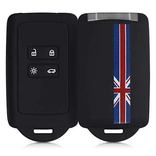 kwmobile Funda de Silicona Compatible con Renault Llave de Coche Smart Key de 4 Botones (Solo Keyless Go) - Carcasa para Llave de Coche - Case para Mando de automóvil Bandera británica