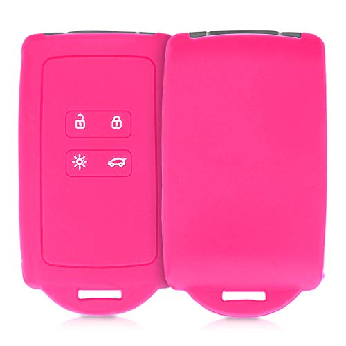 kwmobile Funda de Silicona Compatible con Renault Llave de Coche Smart Key de 4 Botones (Solo Keyless Go) - Carcasa Protectora para Llavero - Case Mando de Auto Rosa Fucsia