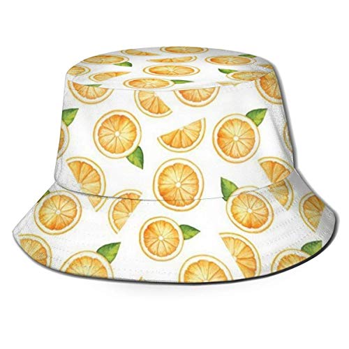 Lawenp Fisherman Bucket Caps Acuarela Rebanadas de Naranja Fruta Unisex Empacable Reversible Verano Impreso Playa Sombrero para el Sol Protección ala Ancha Transpirable para Pesca Senderismo Golf