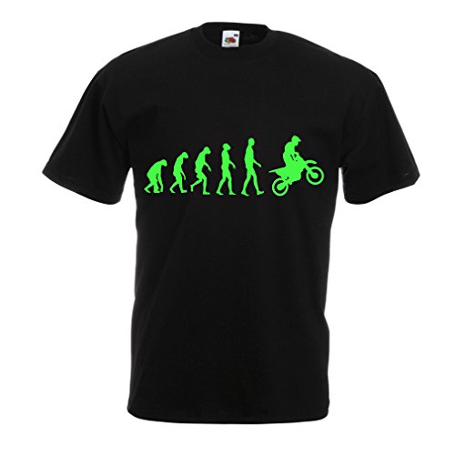 lepni.me Camisetas Hombre Evolución del Motocross Equipo de Moto Ropa de Carreras Todoterreno (Large Negro Verde)