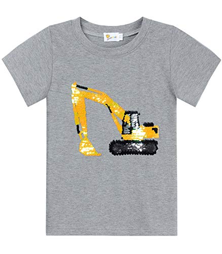 Little Hand Camiseta infantil de dibujos animados de dinosaurios, excavadora, verano, casusl tops para 1-6 años Excavadora. 110 cm