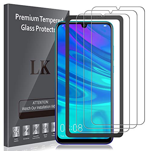 LK Compatible con Huawei P Smart 2019 Protector de Pantalla,3 Pack,9H Dureza Cristal Templado, Equipado con Marco de Posicionamiento,Vidrio Templado Screen Protector