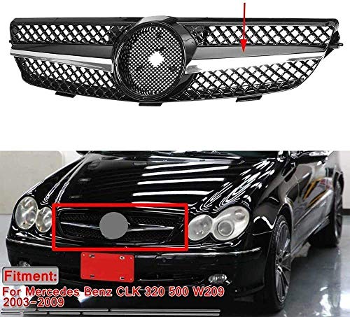 lndytq Rejilla Delantera Parachoques Material Abs para Mercedes Benz CLK Clase 320500 W209 2003 2004 2005-2009 Parrillas de Carreras