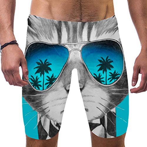 LORVIES - Gafas de sol para hombre, diseño de gato con espejo, palmera y bufanda, bañador de secado rápido, S multicolor 3XL