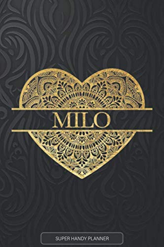 Milo: Milo Planner, Calendar, Notebook ,Journal, Gold Heart Design With The Name Milo