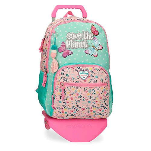 Movom Save The Planet Mochila Doble Compartimento con Carro Multicolor 33x45x17 cms Poliéster Reciclado 25.25L