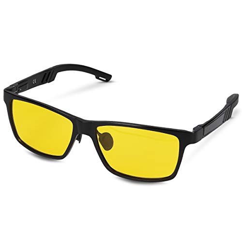 Navaris Gafas polarizadas de conducción Nocturna - Gafas de Sol antirreflejos con protección UV - Lentes polarizados Unisex Retro en Amarillo