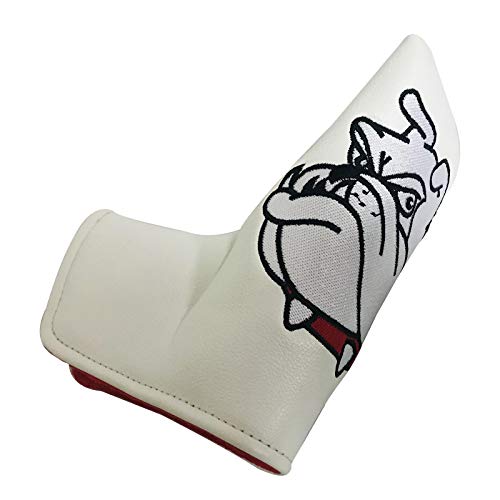 Nobranded Funda de Pala de Golf Putter Cierre magnético con Perro Bordado para la Hoja de la mayoría, Etc. - Blanco