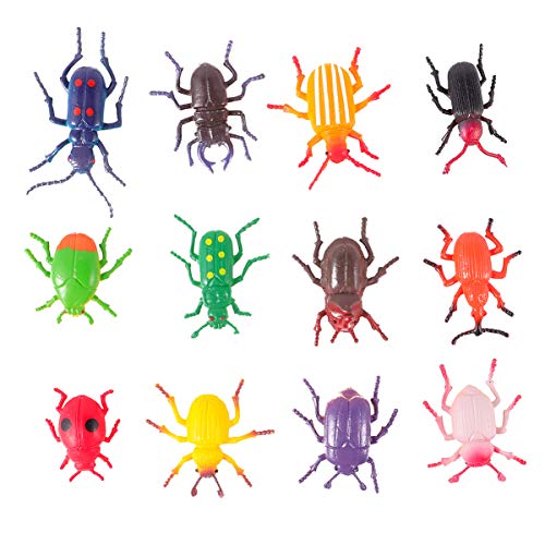 NUOBESTY 12 Unids / Set Modelo de Insecto Escarabajo Falso Realista Escarabajo de Plástico Figuras Colecciones Ciencia Juguete Educativo