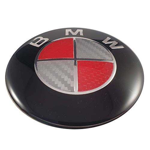 Otro LUDOSTREET ref0002 Logo Emblema Insignia Anagrama Compatible con BMW 73mm Trasero Maletero Coche Rojo - Blanco Cromado (A)