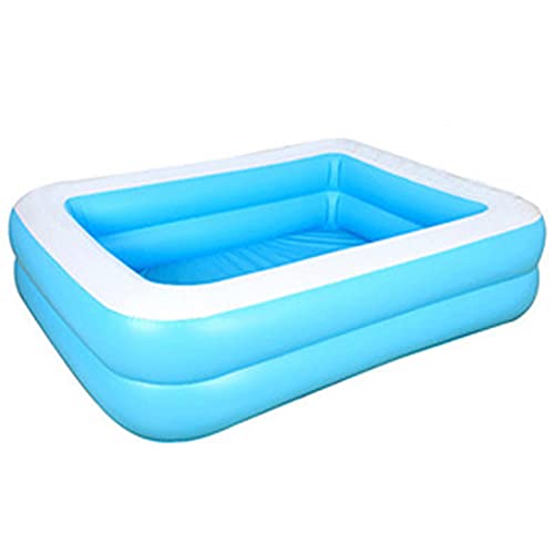 Piscina hinchable familiar azul rectangular exterior grueso fiesta de agua verano para niños comida trasera – 110 x 88 x 33 cm (110 cm)
