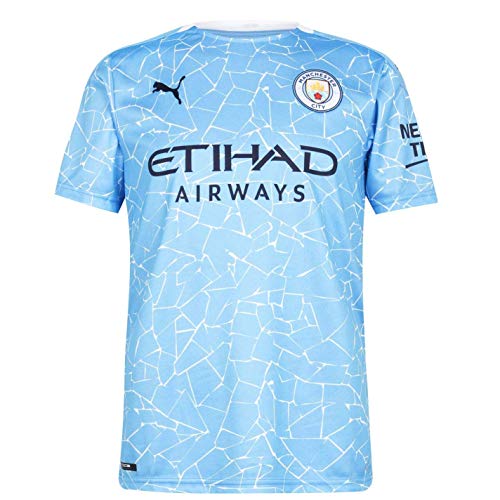 PUMA MCFC Home Shirt Replica SS with Sponsor Logo Camiseta, Hombre, Team Light Blue/Peacoat, XL