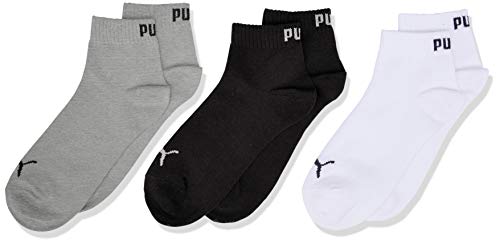 PUMA Quarter 3p deporte, Gris (Grey/White/Black 803), Talla única (Talla del fabricante: 39/42) (Pack de 3) para Niños