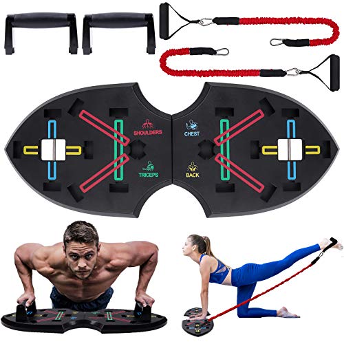 Push Up Rack Board, 12 en 1 equipo multifuncional plegable para ejercicios en el hogar, marco de entrenamiento portátil push-up, utilizado para hombres, mujeres, entrenamiento en el hogar