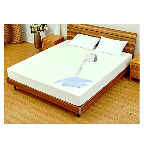 QIANGU Cubre Colchón Protector Colchón con Faldones Laterales Se Extiende hasta 30 Cm Profundidad Impermeable De Bambú Blanco (Color : White, Size : 200x220+30cm)