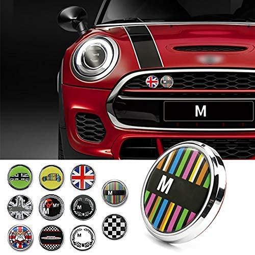 QIDIAN 3D coche parachoques delantero parrilla emblema insignia etiqueta para Coo.per S ONE JCW R50 55 R56 F54 F55 F60 R60 R61 Countryman car styling Accesorios (Rainbow)