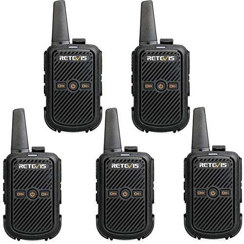 Retevis RT15 Walkie Talkie Profesional 16 Canales 2W Two Way Radio 50 CTCSS/208 DCS Transceptor Recargable VOX Escaneo Transmisores-receptores con EU Adaptador (Negro, 5 Packs)