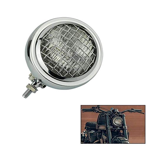 RIMEI Luz indicadora Motocicleta Parrilla Vintage 4.5"H4 Faros Delanteros Lámpara de iluminación Faro (Color : Chrome Clear)