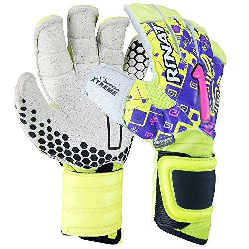 Rinat Asimetrik Etnik OX Pro Guante de Portero, Unisex Adulto, Amarillo neón/Morado, 8