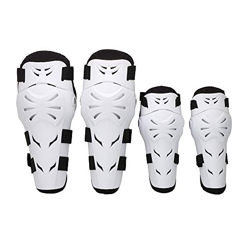 Rodilleras Moto Coderas para Hombre - 4 Piezas Motocross Rodilleras de protección Coderas Motocicleta Equipo de Protecciones para Moto K.T.M BMW, Enduro, Carreras, Ciclismo(Blanco)