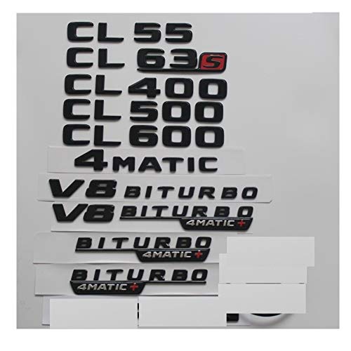 SBCX Para Mercedes Benz C215 C216 Coupe CL55 CL63 CL65 AMG CL400 CL500 CL600 4MATIC, Emblema de Insignias de Estrellas traseras de Maletero Negro Brillante