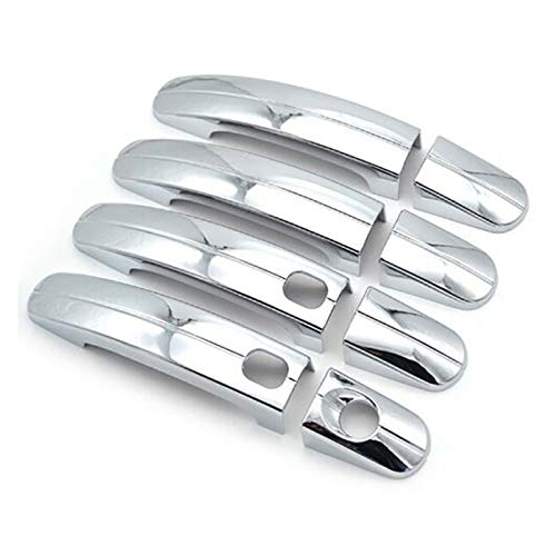 SHUAI 8 PCS Coche Exterior Puerta Manija Cubierta Protector Trim Trim Fibra de Carbono Patrón de Cromo FIT Ford Focus/C-MAX/ESCAPA/KUGA/Ranger 13-19 (Color : A Silver)