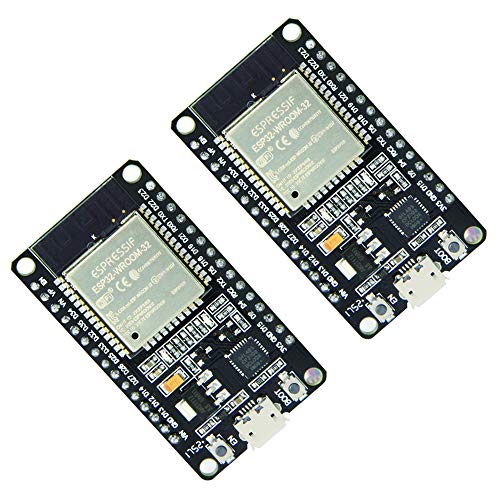 SP-Cow ESP32 modulo WiFi Placa de Desarrollo, ESP-WROOM-32 ESP-32 ESP-32S 2.4GHz WiFi + Bluetooth Modo Dual Módulo de Antena con Ultra Low Power (2 Pack)