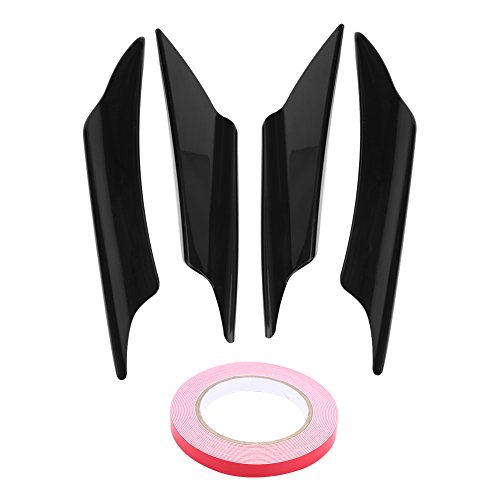 Spoiler del cuerpo Parachoques delantero Qiilu Lip Splitter Fins Trim 4pcs para universal con cinta de montaje (negro)