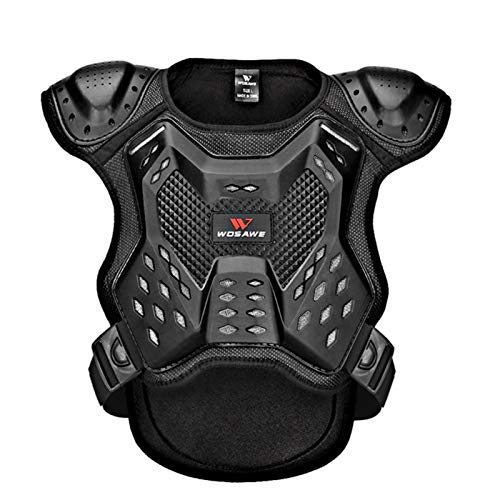 Su-xuri - Equipo de protección para motocross, scooter, moto, chaleco de protección dorsal y pecho, esquí, equitación, niños, equipo de protección para deportes de armadura (negro)