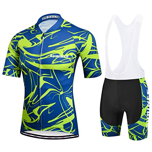 SUHINFE Ropa Ciclismo y Pantalones Equipación de Ciclista con 5D Gel Pad para Verano Deportes al Aire Libre Ciclo Bicicleta, XS