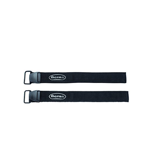 Therm-ic Velcro Strap Pair - Fijaciones de esquí Alpino para batería, Color Negro, Talla única