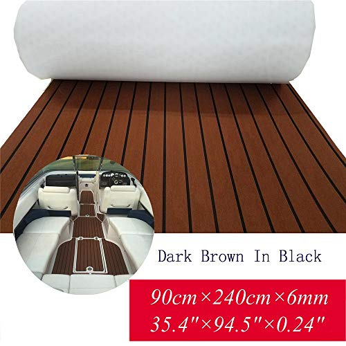 Toogou Alfombrilla antideslizante de espuma EVA para suelos marinos con adhesivo 3M, cubierta de teca sintética para barcos, kayak (marrón oscuro)