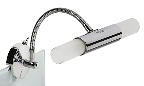 Trango moderno 2 llamas luz del espejo  I Luz de clip de espejo en cromo TG2162-028 Lámpara de baño I Lámpara de espejo con interruptor de encendido / apagado I 2x vidrio satinado y 2x bombillas G9